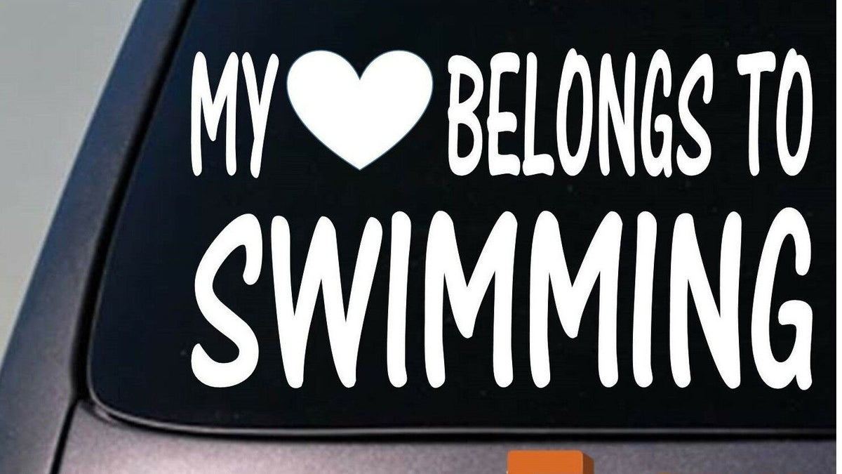 My Heart Belongs to Swimming Vinyl Decal