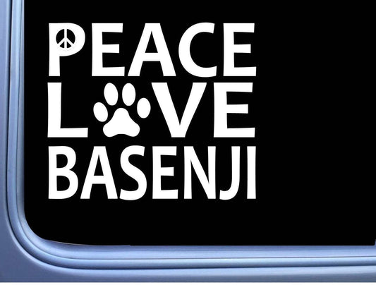 Basenji Peace Love Dog Vinyl Decal – 6 Inch