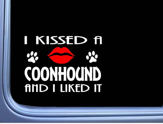 Coonhound Kissed Dog Vinyl Decal – 8 Inch