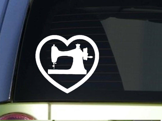 Sewing Machine Heart 6X Vinyl Decal – 6 Inch