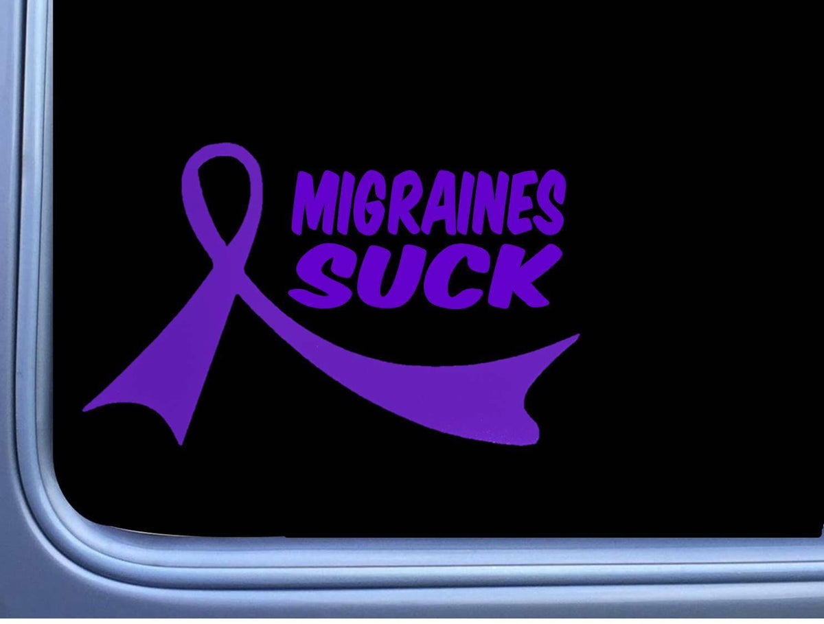 Migraines Suck Purple Ribbon Vinyl Decal – 8 Inch
