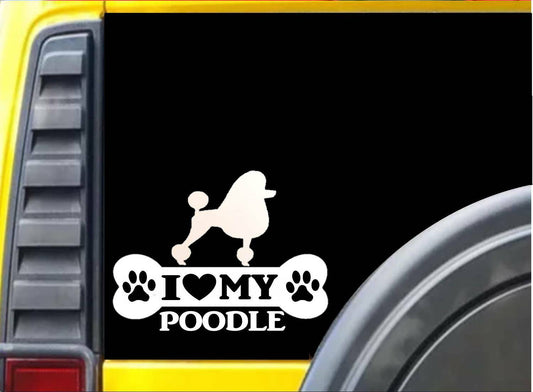Poodle Bone Vinyl Decal – 8 Inch
