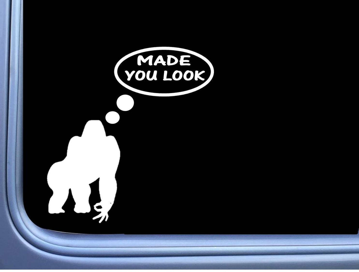 Gorilla Made You Look Circle Game Vinyl Decal – 8 Inch