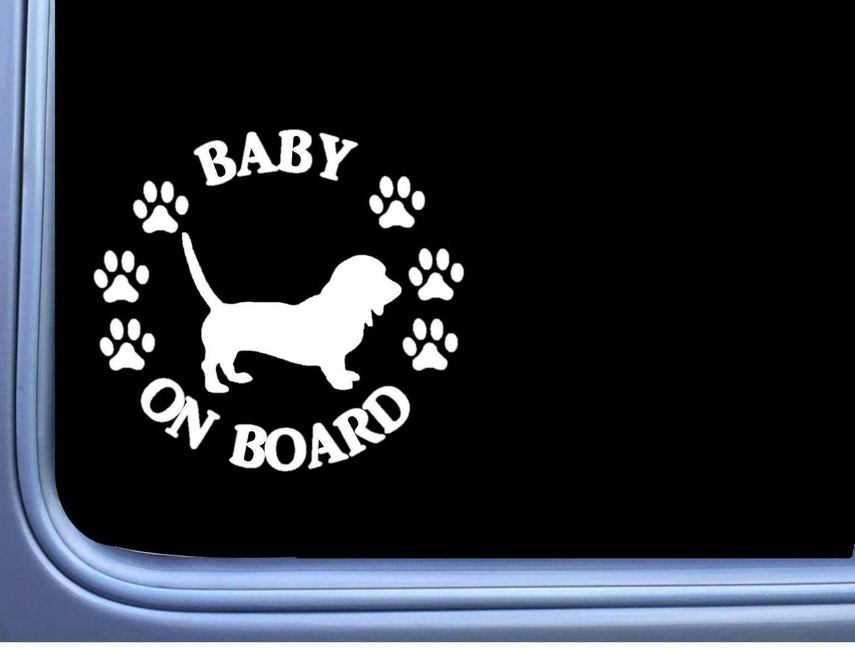 Baby on Board Basset Hound Vinyl Decal – 6 Inch