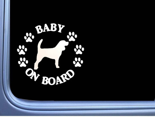 Baby on Board Beagle Hound Vinyl Decal – 6 Inch