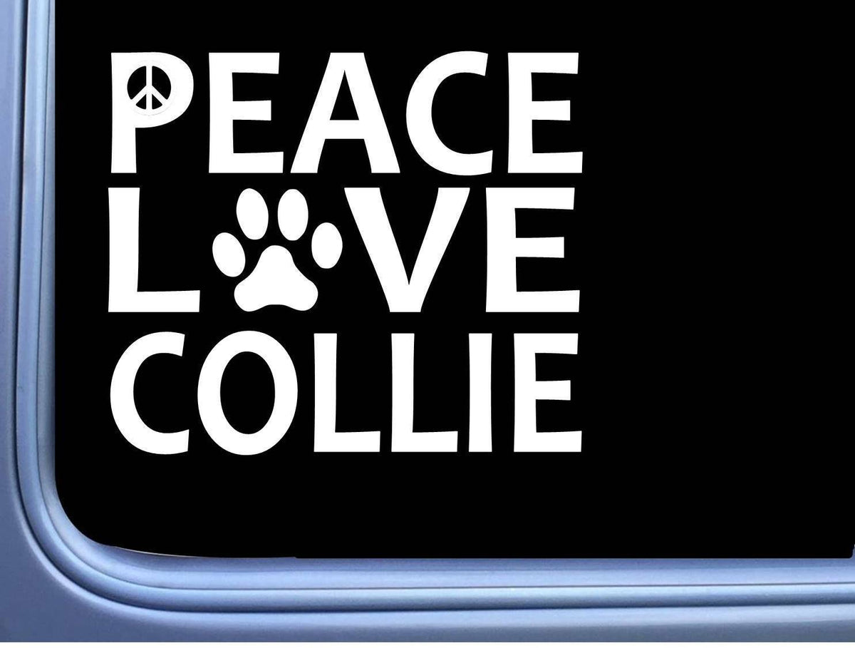 Collie Peace Love Dog Vinyl Decal – 6 Inch