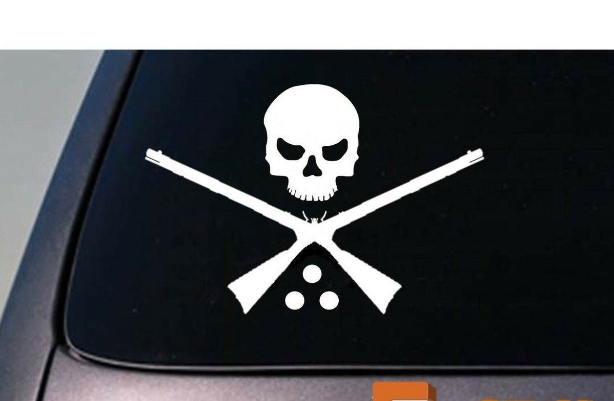 Black Powder Skull Bones Vinyl Decal – 6 Inch
