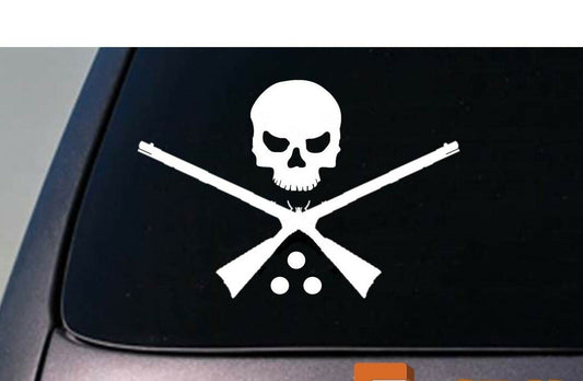 Black Powder Skull Bones Vinyl Decal – 6 Inch