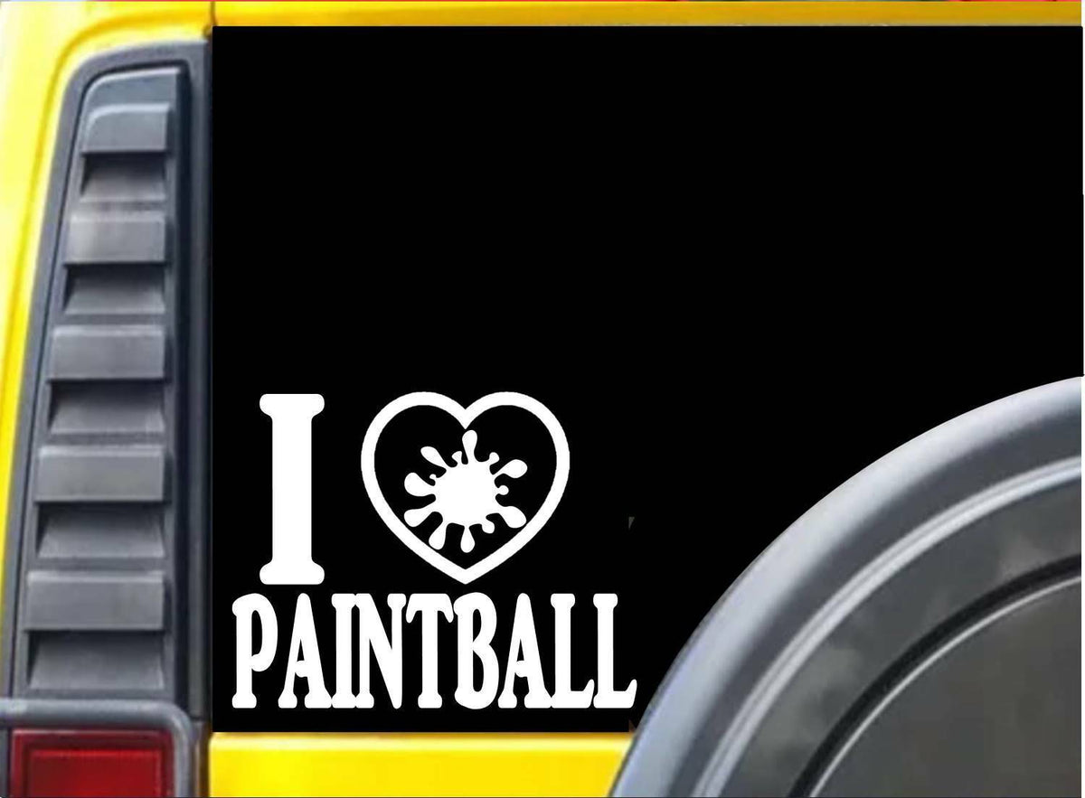 I Love Paintball Vinyl Decal – 8 Inch