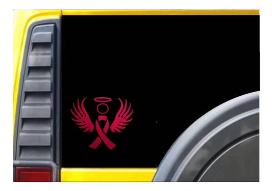 Pink Breast Cancer Ribbon Angel Awareness Vinyl Decal – 5 Inch