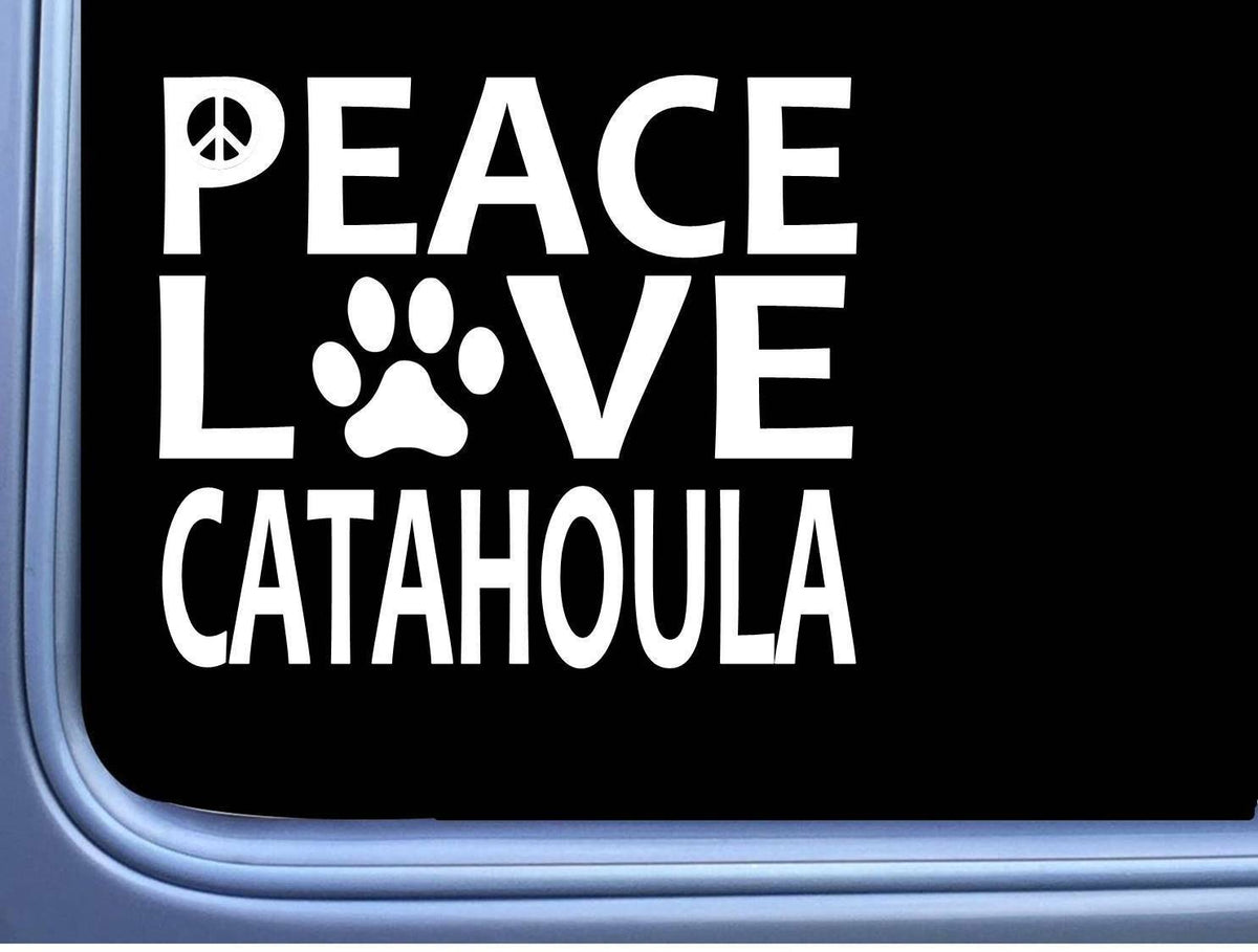 Catahoula Peace Love Dog Vinyl Decal – 6 Inch