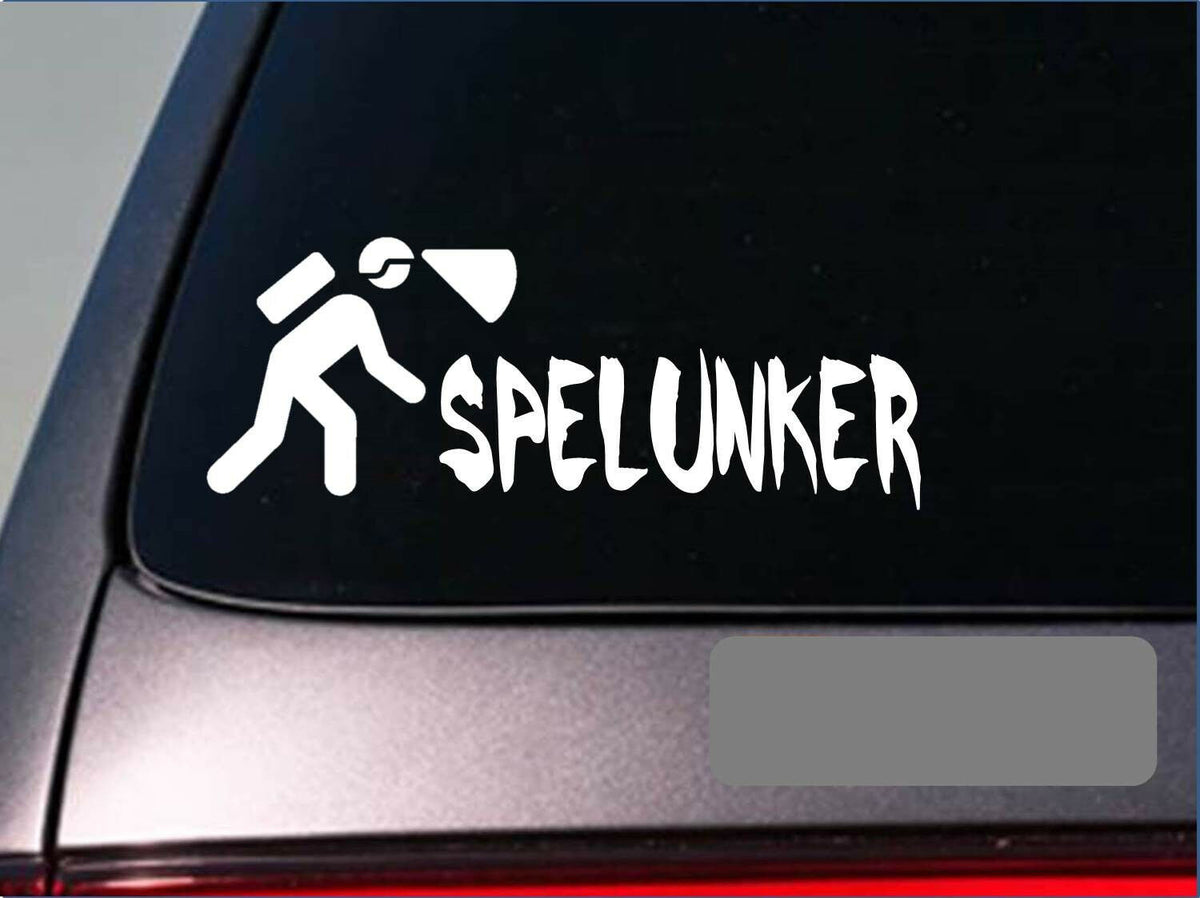 Spelunker Spelunking Hiking Geology Bats Head Light Cave Vinyl Decal – 8 Inch