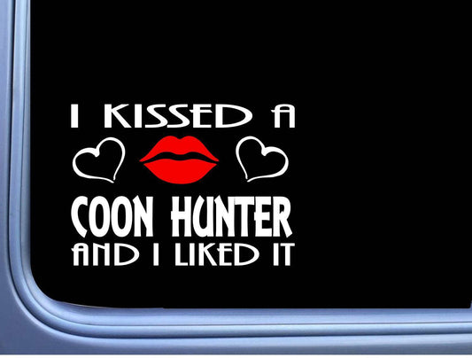Coon Hunter Kissed Coonhunting Hound Dogbox Vinyl Decal – 8 Inch