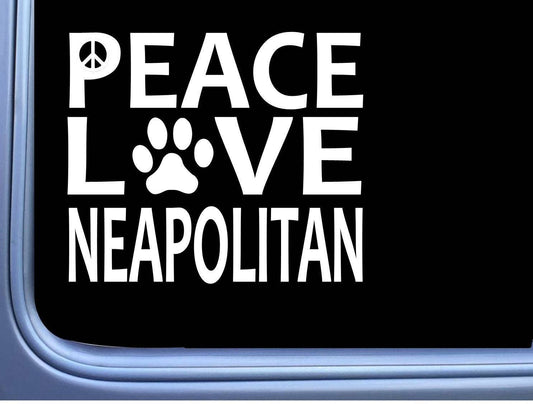 Neapolitan Mastiff Peace Love Dog Vinyl Decal – 6 Inch