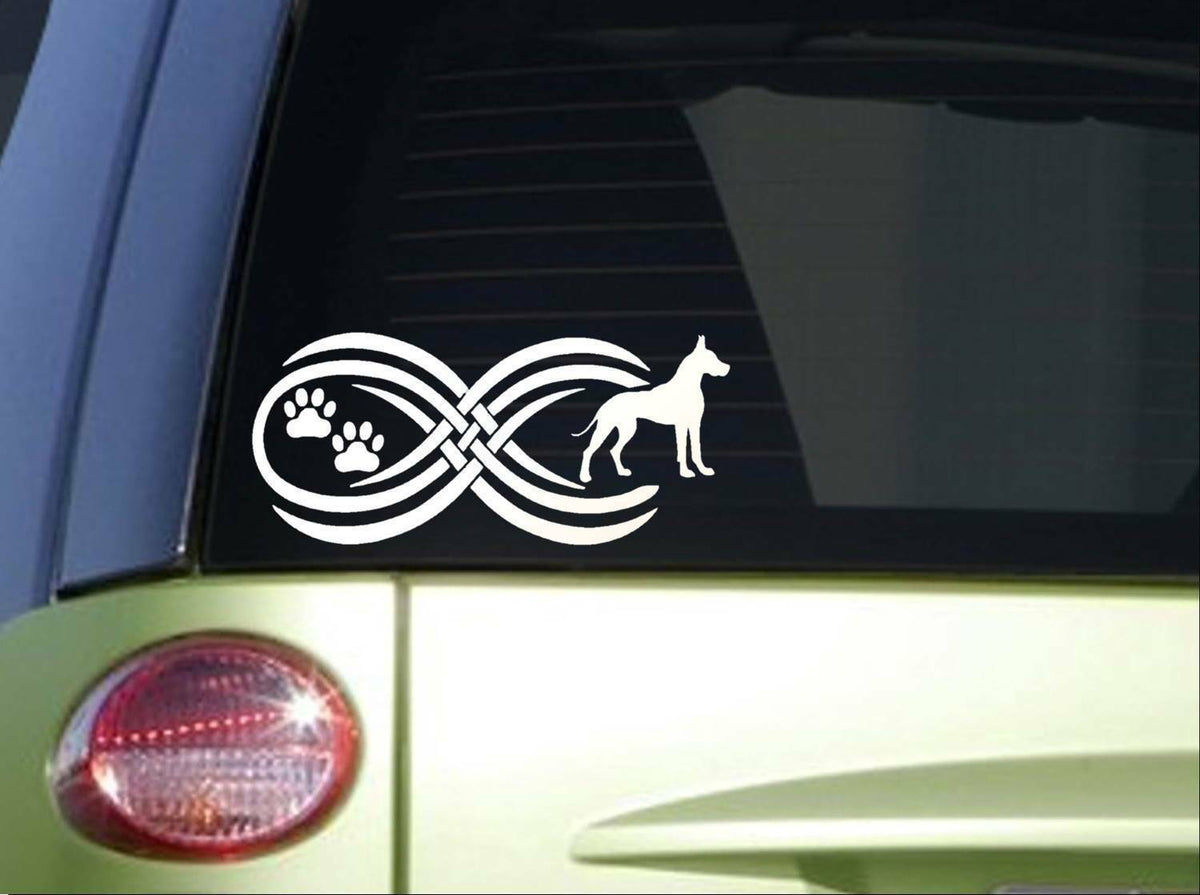 Tribal Great Dane Infinity Sitcker Wide Vinyl Decal – 8.5 Inch