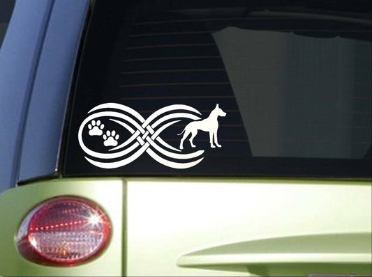 Tribal Great Dane Infinity Sitcker Wide Vinyl Decal – 8.5 Inch