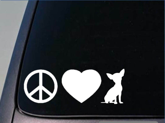 Peace Love Chihuahua Vinyl Decal – 8 Inch