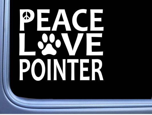 Pointer Peace Love Dog Vinyl Decal – 6 Inch