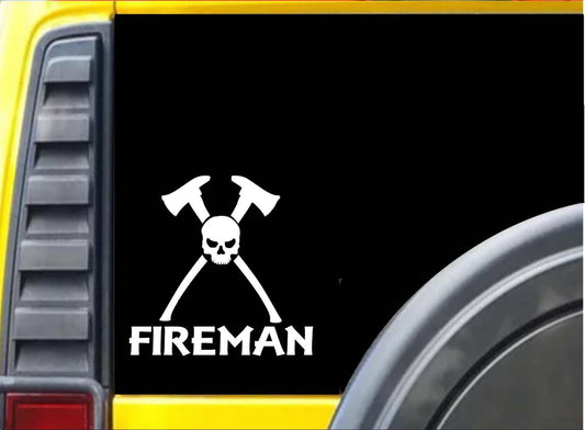 Fireman Skull Vinyl Decal – 6 Inch