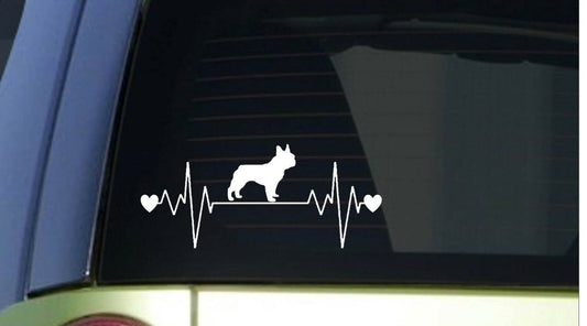 Frenchie Heartbeat Lifeline Wide Vinyl Decal – 8 Inch