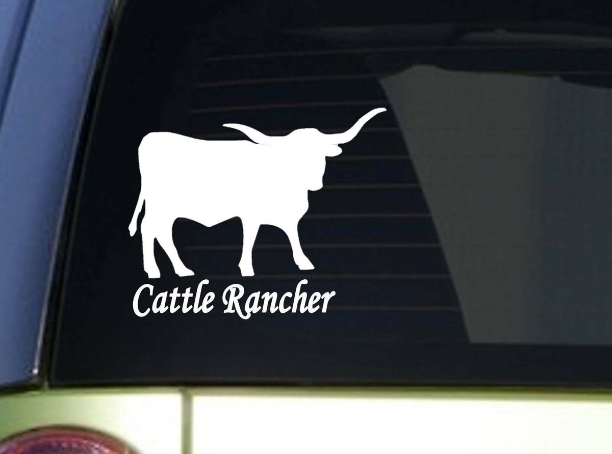 Longhorn Cattle Rancher Vinyl Decal – 6 Inch