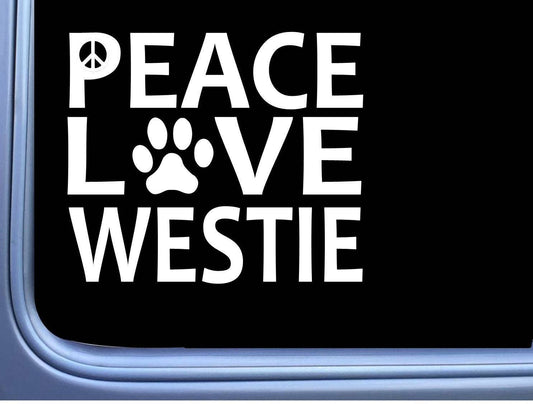 Westie Peace Love West Highland Terrier Dog Vinyl Decal – 6 Inch
