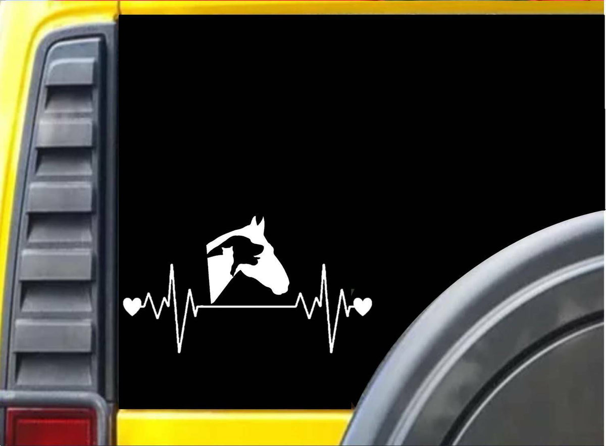 Animal Lover Lifeline Cat Horse Dog Heartbeat Vinyl Decal – 8 Inch