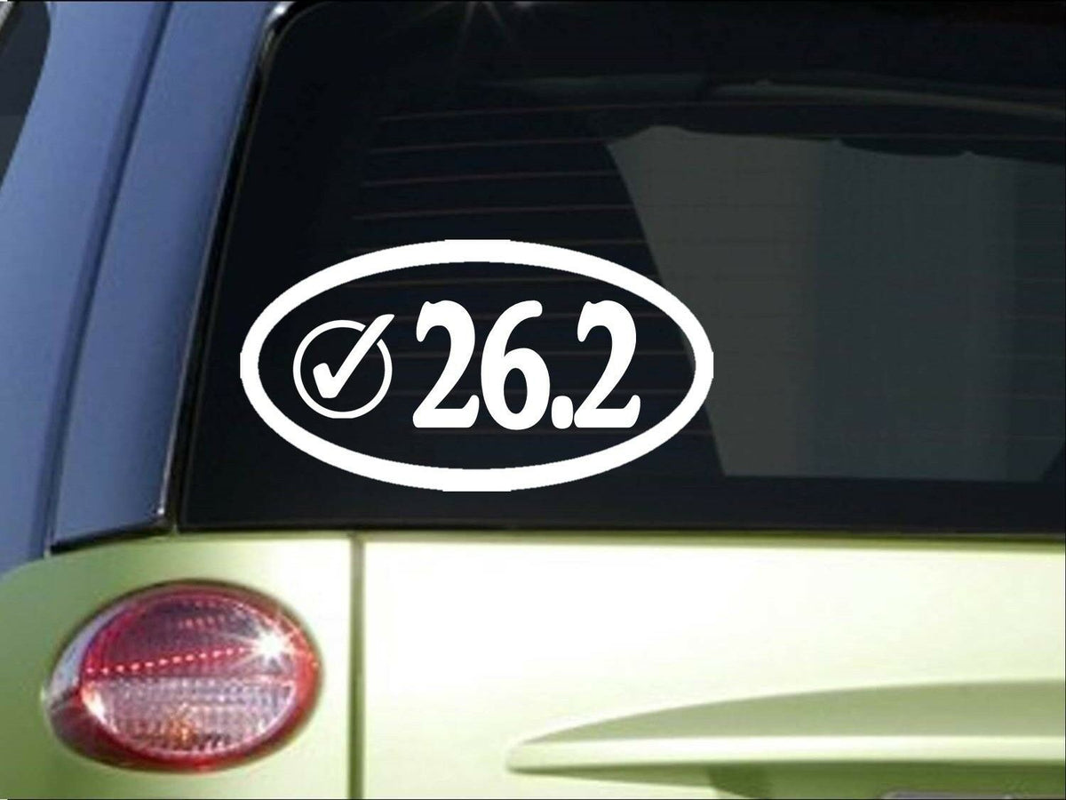 26.2 Check Oval Vinyl Decal – 8 Inch