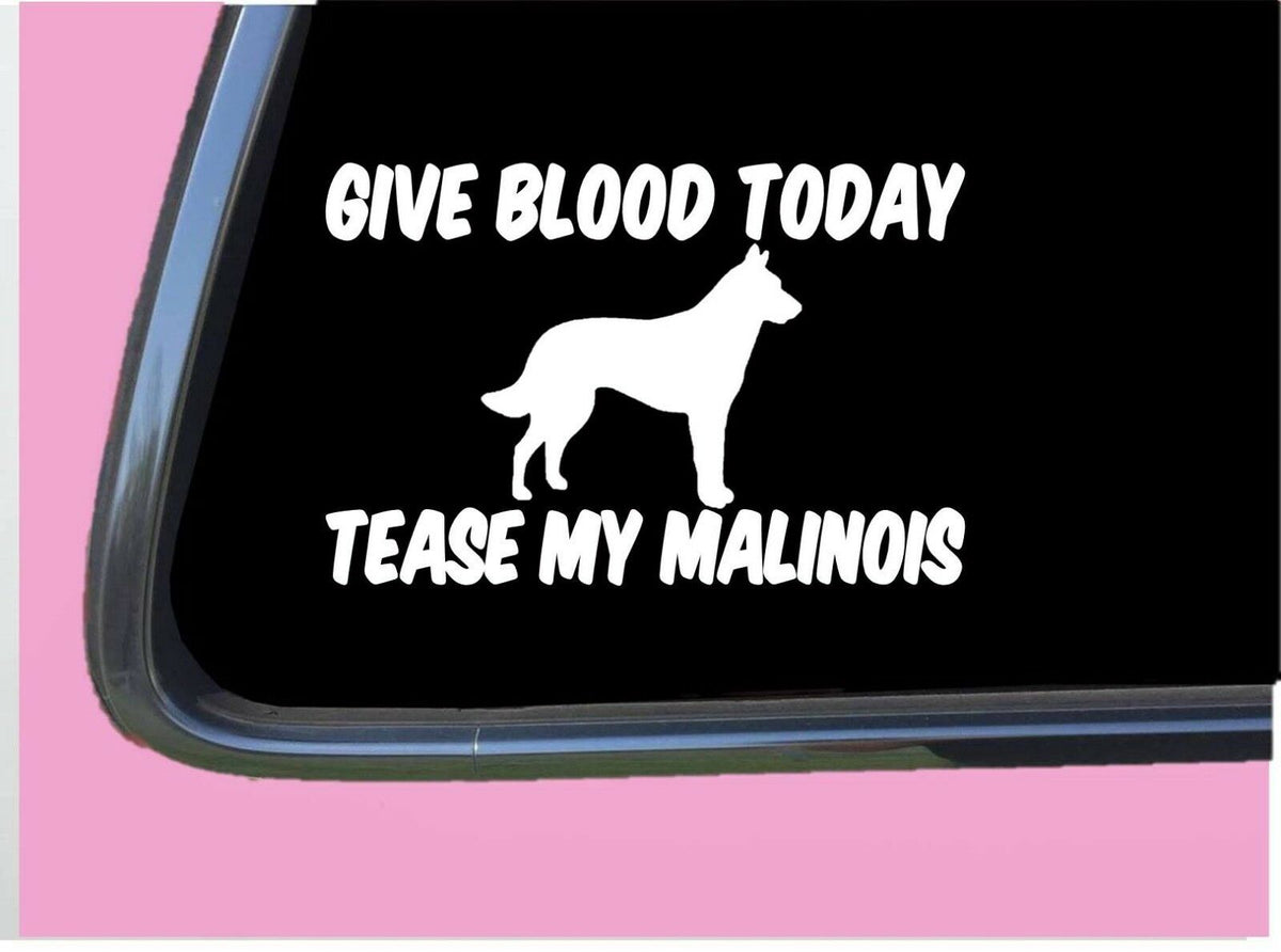 Give Blood Belgian Malinois Vinyl Decal – 8 Inch