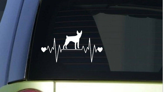 Rat Terrier Heartbeat Lifeline Wide Vinyl Decal – 8 Inch