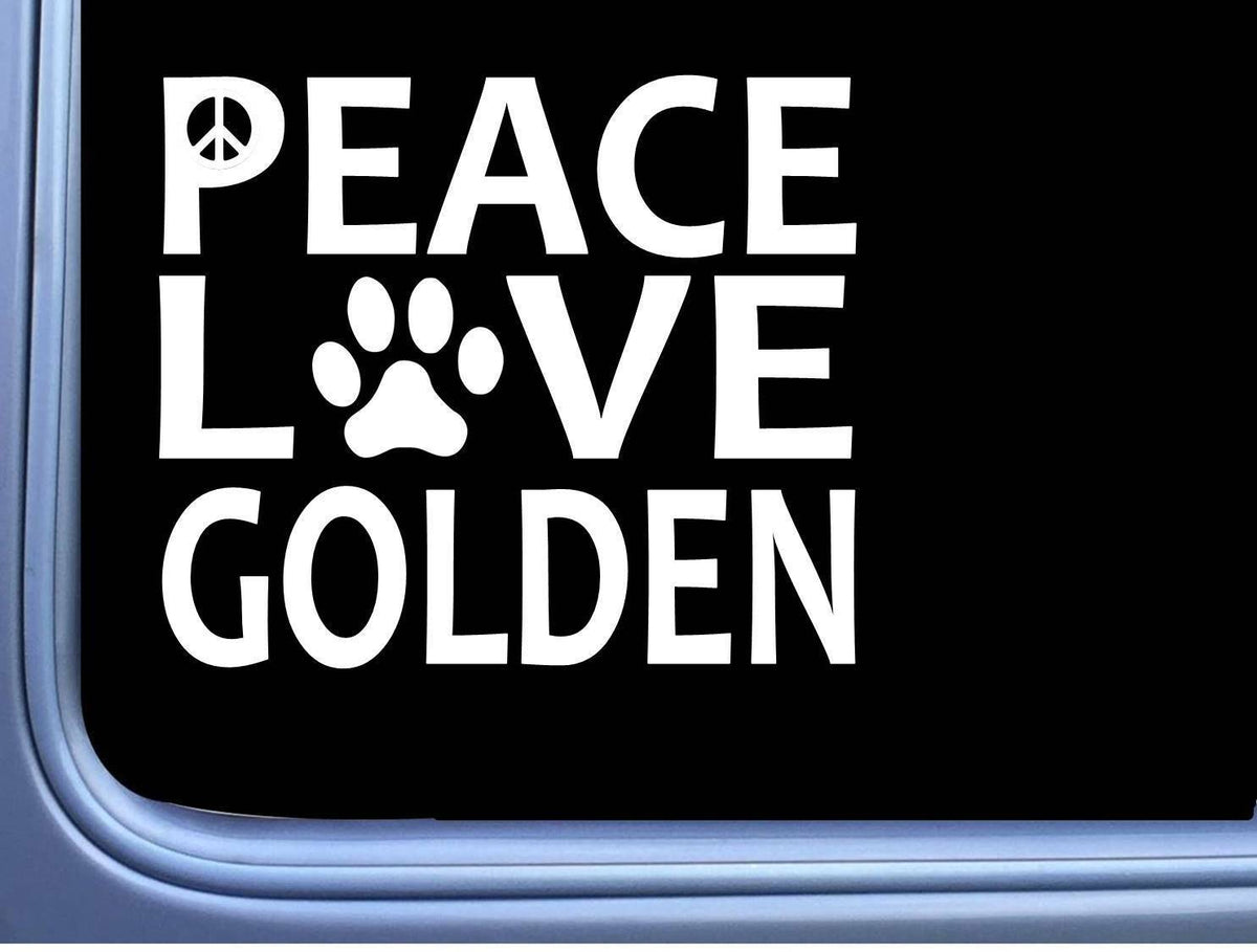 Golden Retriever Peace Love Dog Vinyl Decal – 6 Inch
