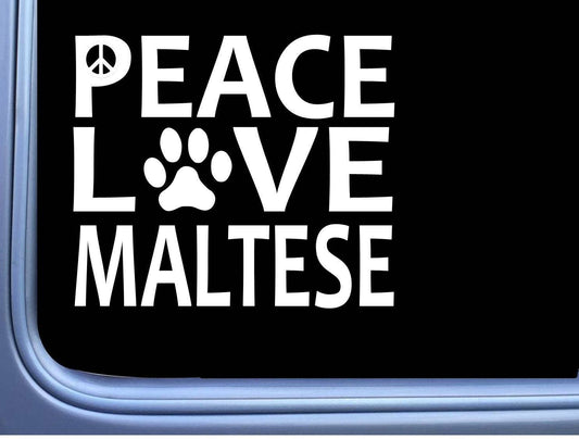 Maltese Peace Love Dog Vinyl Decal – 6 Inch