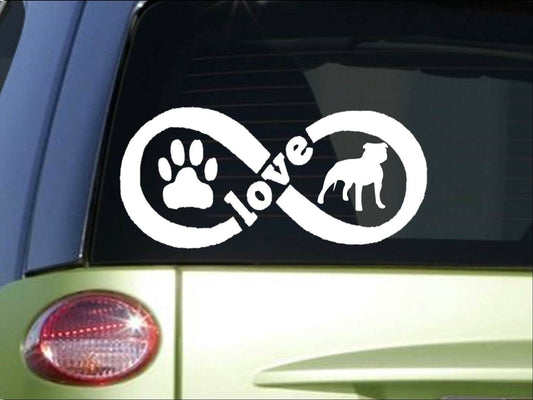 Pitbull Uncropped Infinity White Vinyl Decal – 8.5 Inch
