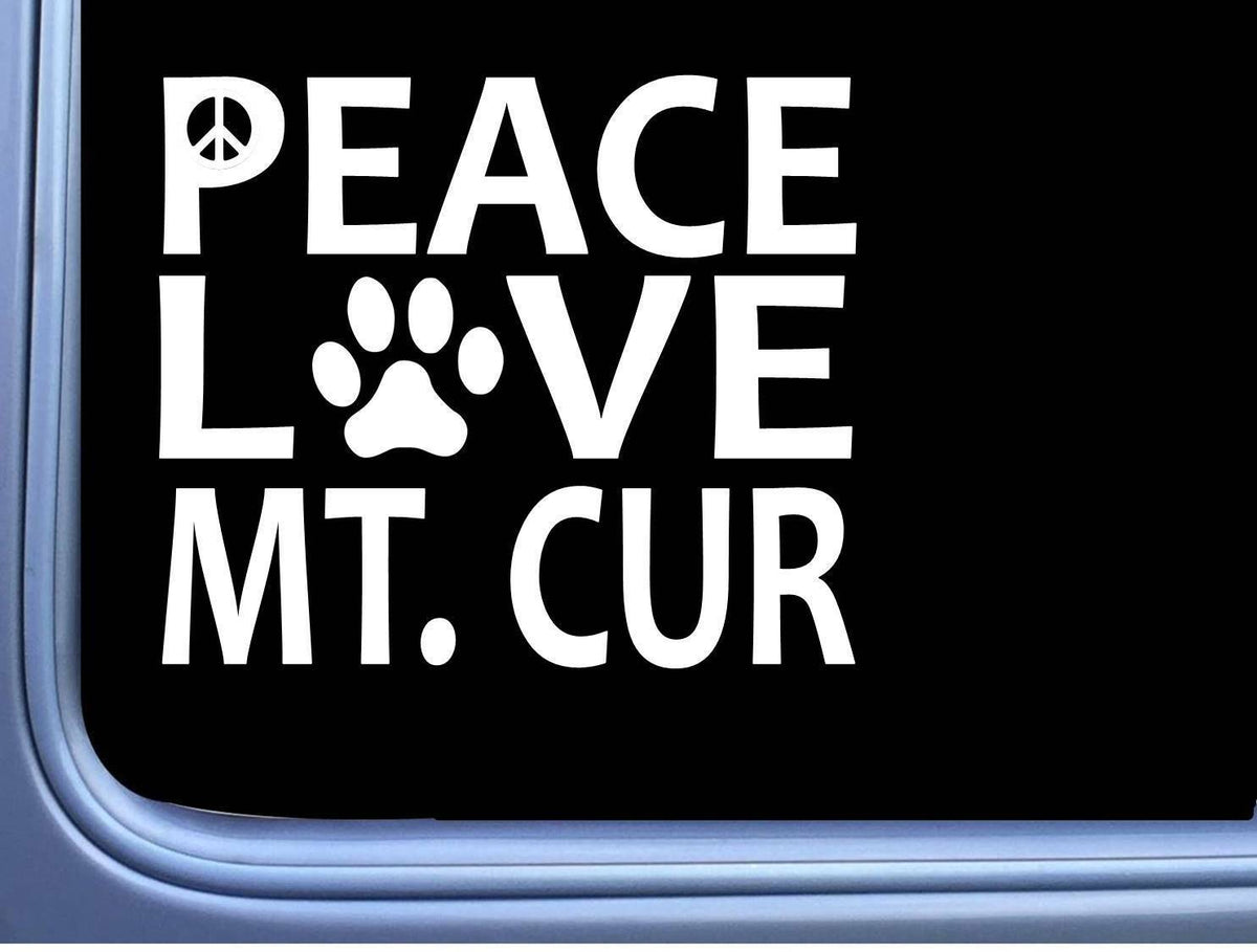 Mountain Cur Peace Love Dog Vinyl Decal – 6 Inch