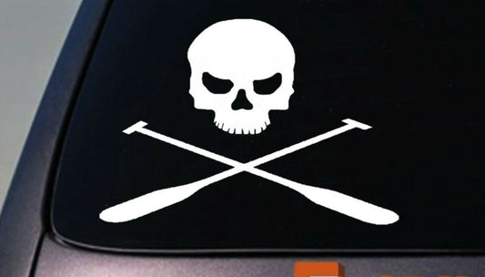 Kayak Skull Kayaker Canoe Rowing Oars Flat Bottom Racing Vinyl Decal – 6 Inch