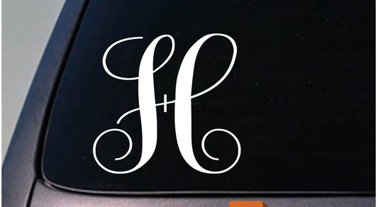Letter H Monogram Vinyl Decal – 6 Inch