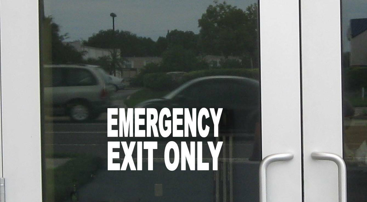 Emergency Exit Only Wide Vinyl Decal – 8 Inch