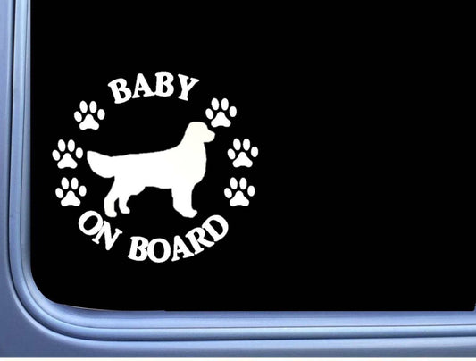 Baby on Board Golden Retriever Vinyl Decal – 6 Inch