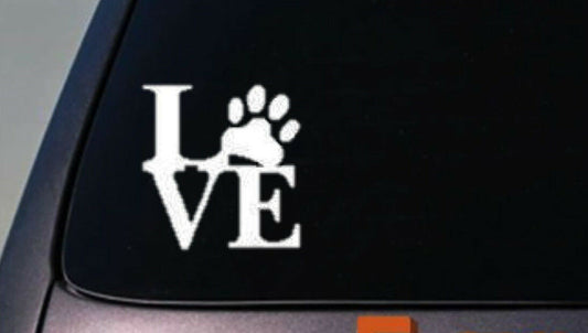 Love Dog Paw Vinyl Decal