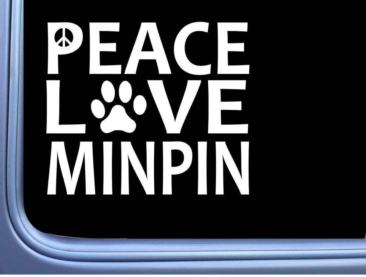 Minpin Peace Love Miniature Pinscher Vinyl Decal – 6 Inch