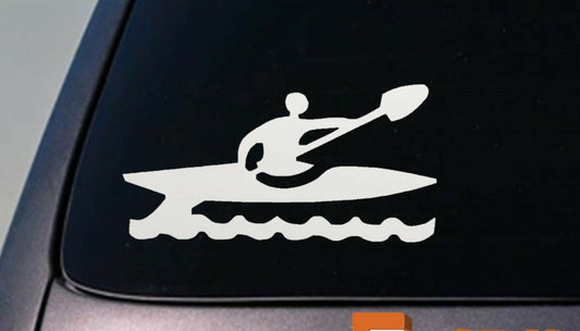 Kayak Kayaker Canoe Rowing Oars Flat Bottom Racing Vinyl Decal – 6 Inch