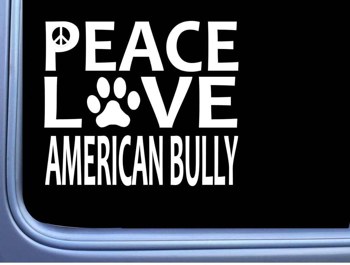 American Bully Peace Love Dog Vinyl Decal – 6 Inch