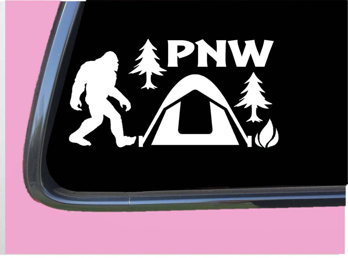 Bigfoot Camping Pnw Vinyl Decal – 8 Inch