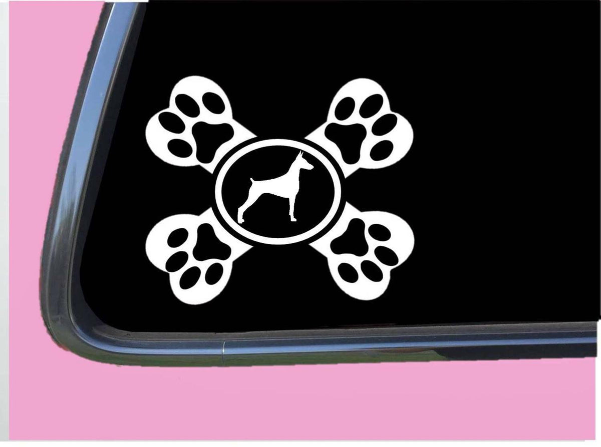 Doberman Crossbone Dog Vinyl Decal – 6 Inch