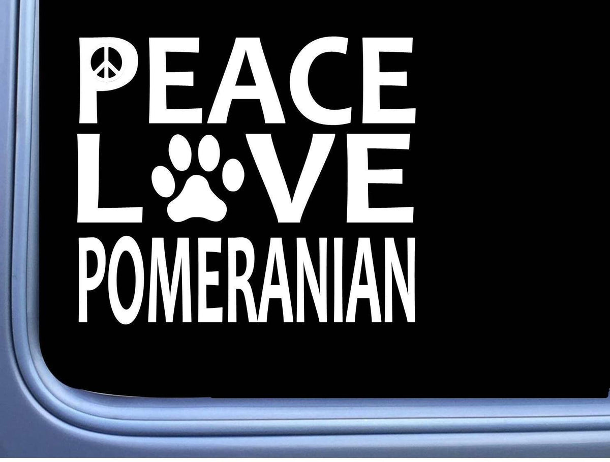 Pomeranian Peace Love Dog Vinyl Decal – 6 Inch