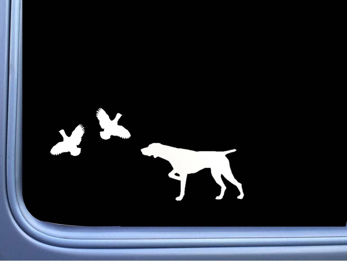 German Shorthair Pointer 2 Quail Shorthaired Dog Vinyl Decal – 8 Inch