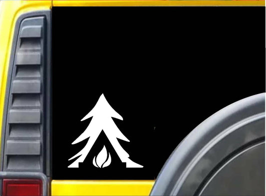 Tree Tent Fire Camping Vinyl Decal – 6 Inch