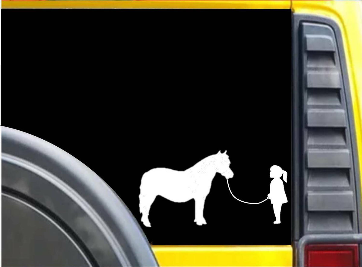 Girl Walking Mini Horse Vinyl Decal – 8 Inch