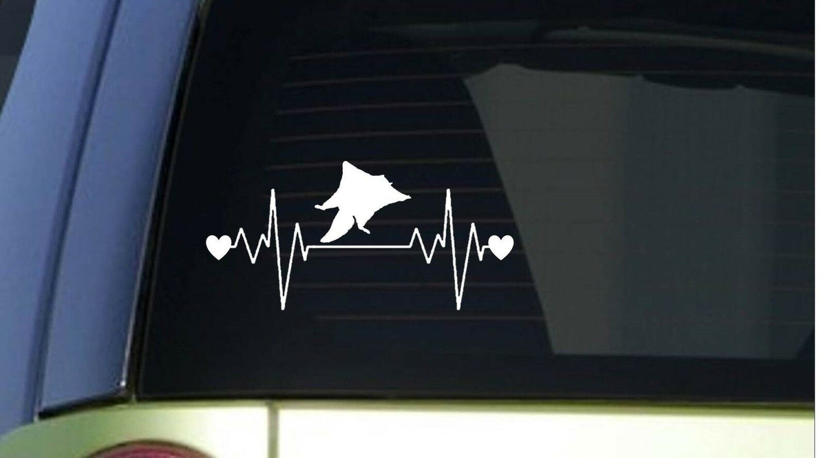 Flying Squirrel Heartbeat Lifeline Wide Vinyl Decal – 8 Inch