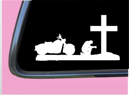 Praying Biker Vinyl Decal – 8 Inch